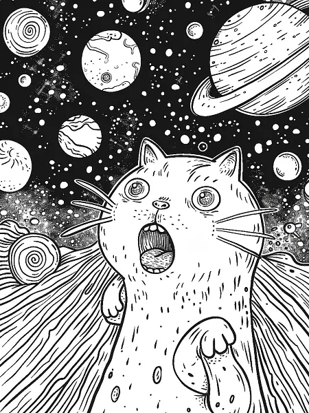 Surprised Ditto in Cosmic Space Coloring Page