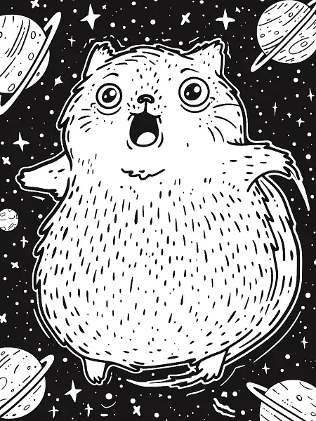 Surprised Ditto in Cosmic Space Coloring Page - 1