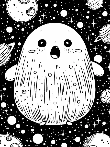 Surprised Ditto in Cosmic Space Coloring Page - 2