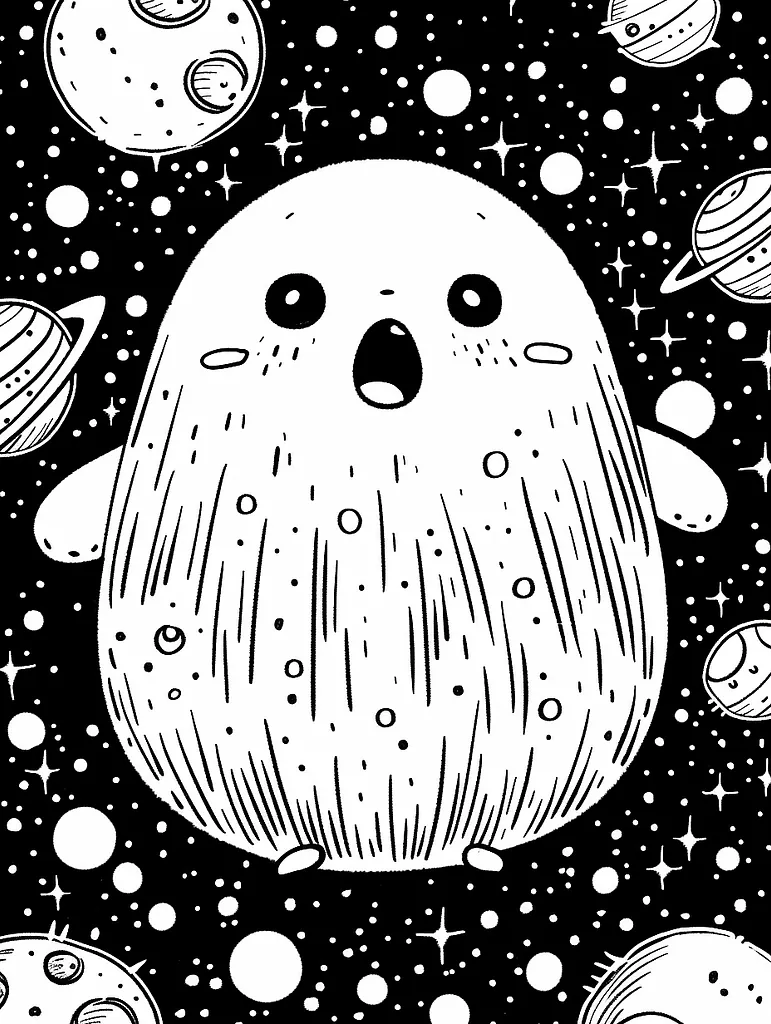 Surprised Ditto in Cosmic Space Coloring Page 3