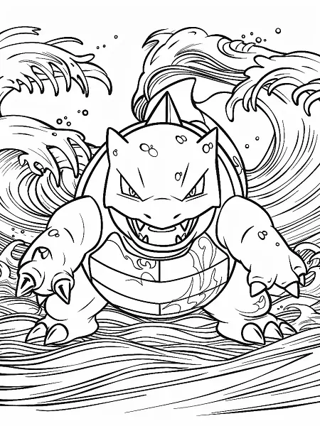 Kyogre Coloring Page with Ocean Waves Background - 0