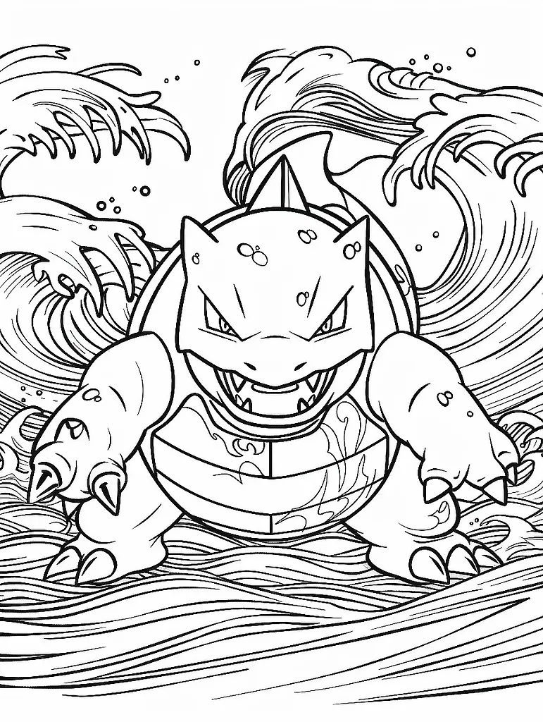 Kyogre Coloring Page with Ocean Waves Background