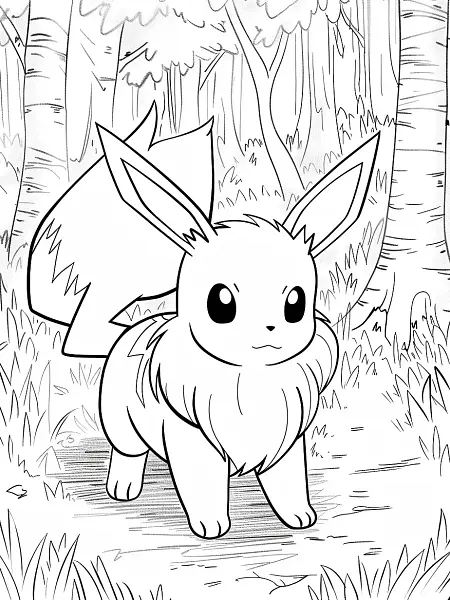 Suicune in the Forest Coloring Page - 2