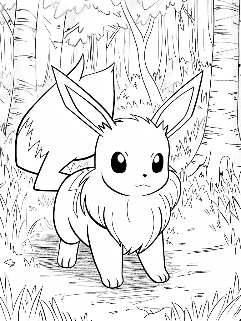 Suicune in the Forest Coloring Page 3