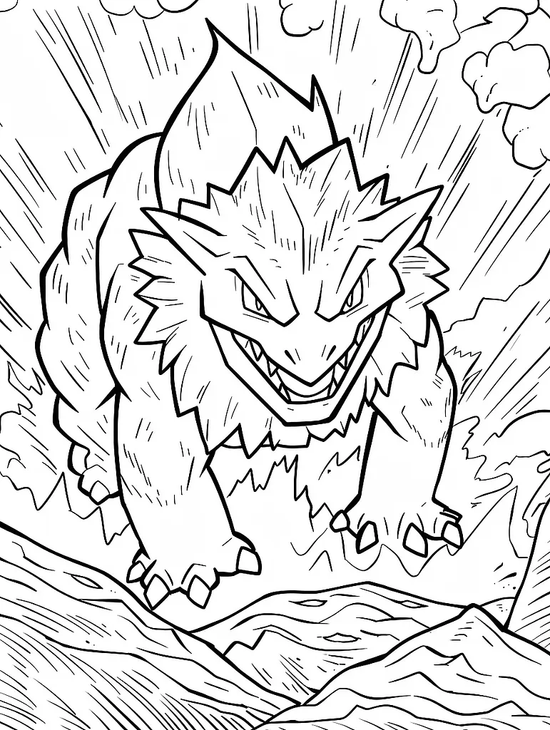 Groudon with Fierce Expression and Volcanic Eruption Background 3