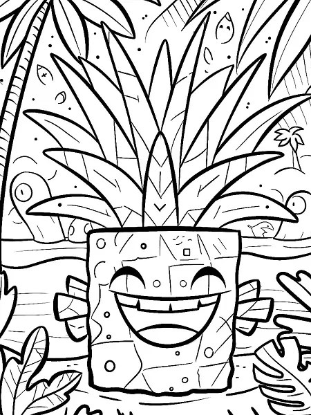 Tapu Fini Pokemon Coloring Page with Tropical Beach Background - 0