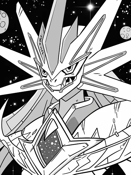 Dialga Pokemon Coloring Page - Fierce Expression in Space - 3