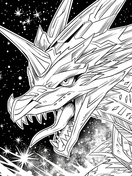 Dialga Pokemon Coloring Page - Fierce Expression in Space - 2