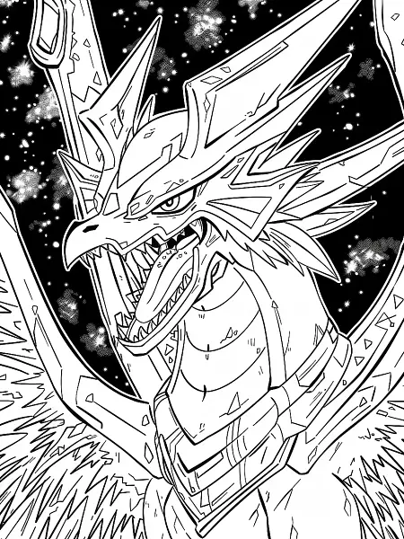 Dialga Pokemon Coloring Page - Fierce Expression in Space - 1