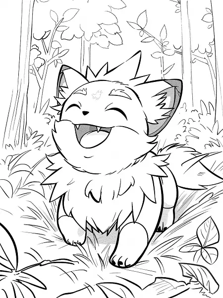 Joyful Oshawott in Forest Coloring Page - 2