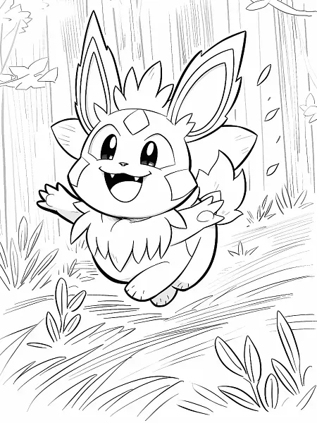 Joyful Oshawott in Forest Coloring Page - 1