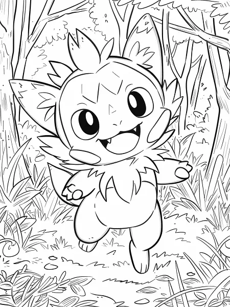 Joyful Oshawott in Forest Coloring Page - 3