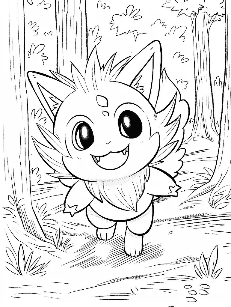 Joyful Oshawott in Forest Coloring Page