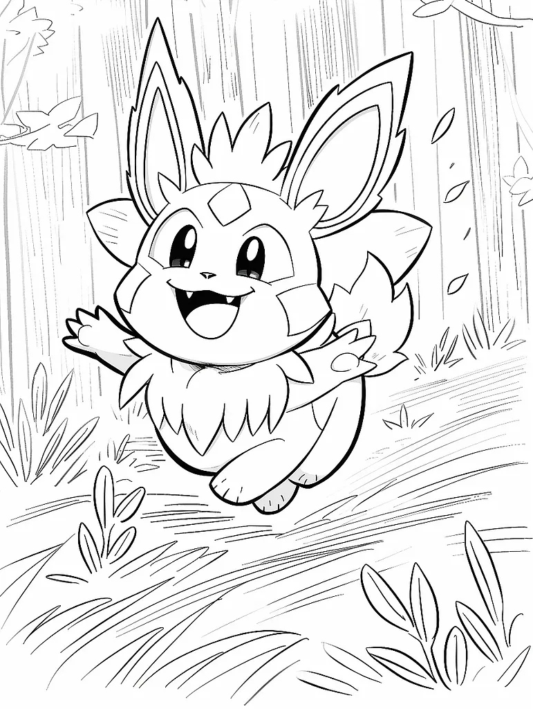 Joyful Oshawott in Forest Coloring Page 2