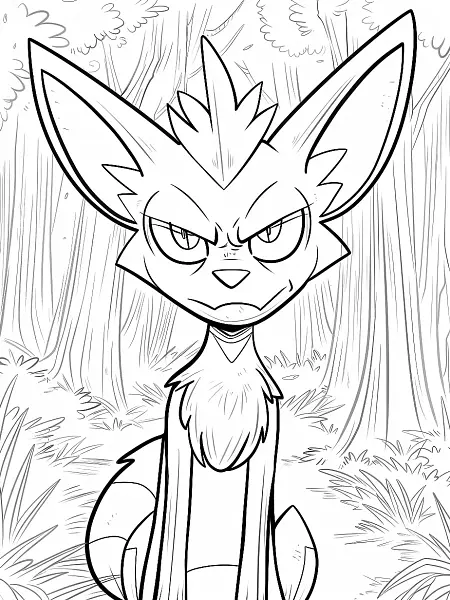 Alakazam Pokemon in Enchanted Forest Coloring Page - 1