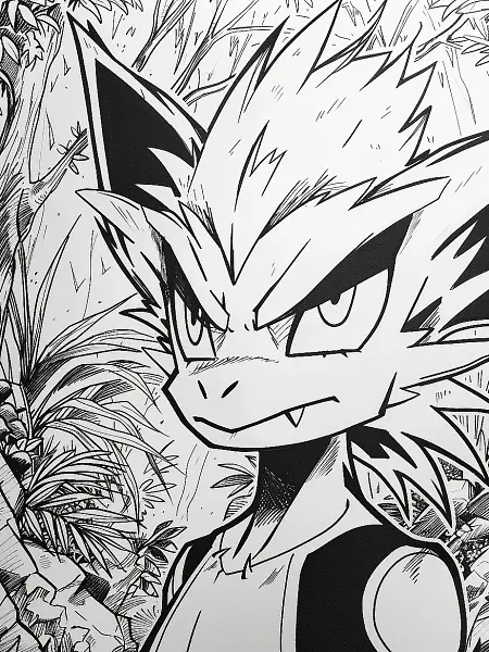 Alakazam Pokemon in Enchanted Forest Coloring Page - 0