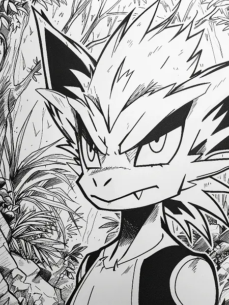 Alakazam Pokemon in Enchanted Forest Coloring Page