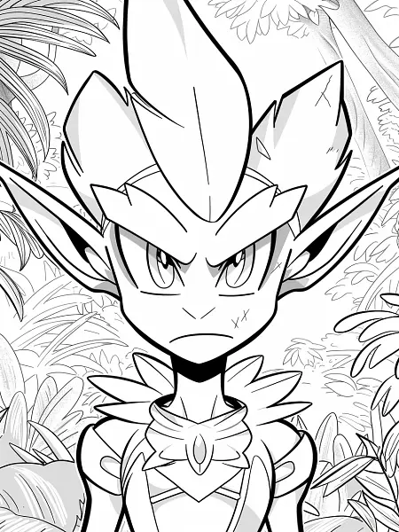 Alakazam Pokemon in Enchanted Forest Coloring Page - 3