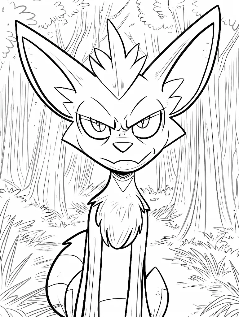 Alakazam Pokemon in Enchanted Forest Coloring Page 2