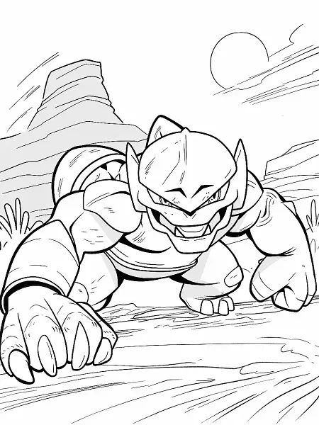 Fierce Garchomp in Desert Coloring Page