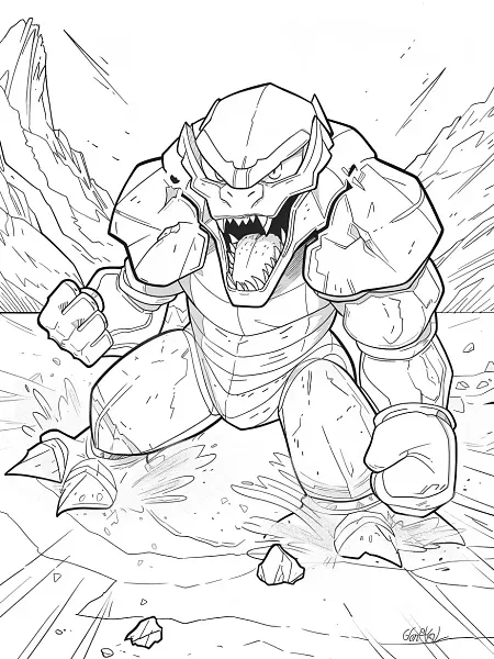 Fierce Garchomp in Desert Coloring Page - 2