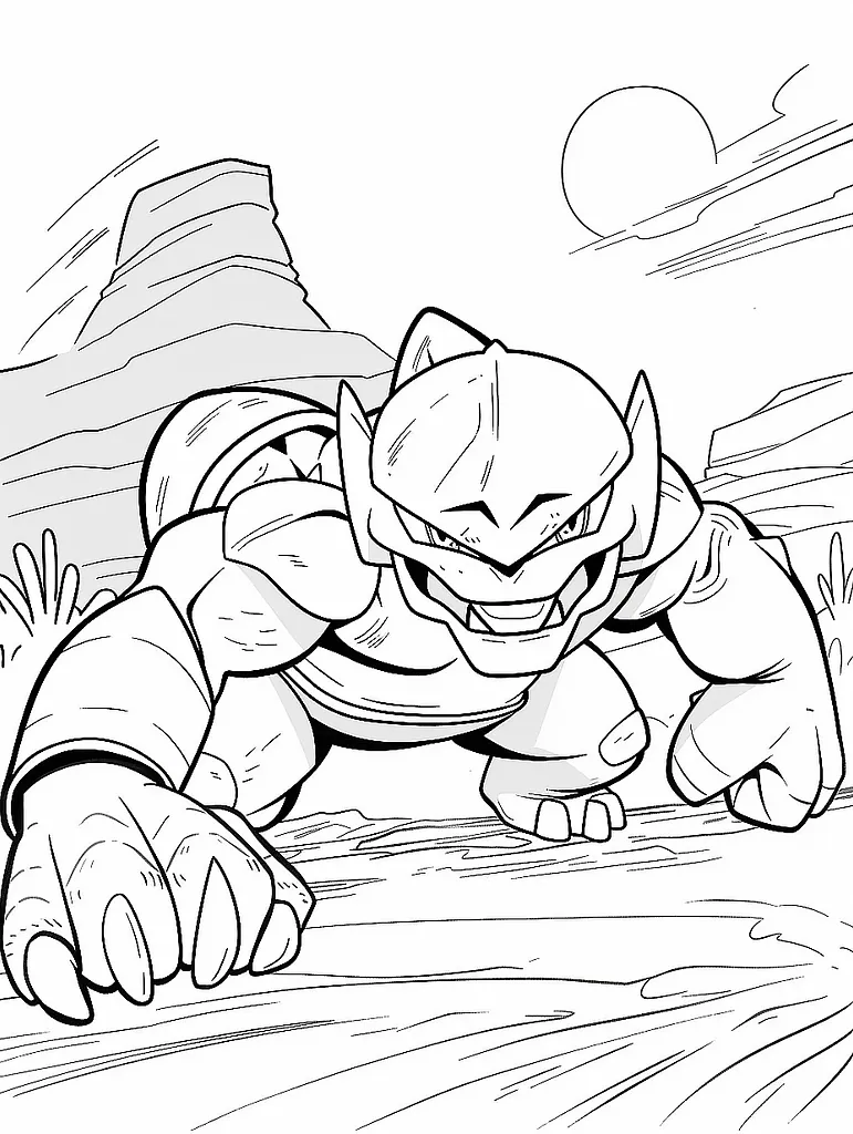 Fierce Garchomp in Desert Coloring Page