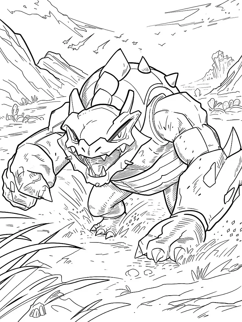 Fierce Garchomp in Desert Coloring Page 2