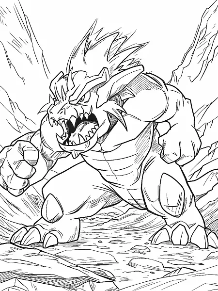 Fierce Tyranitar Coloring Page - 0