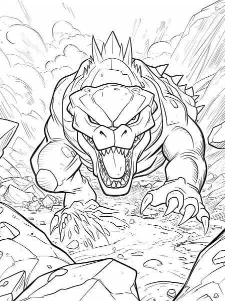 Fierce Tyranitar Coloring Page - 3