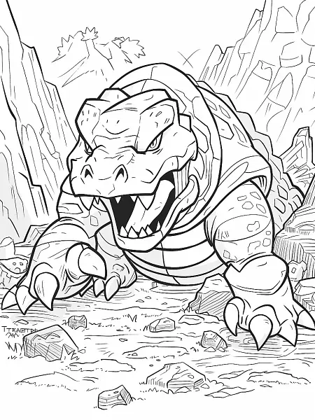 Fierce Tyranitar Coloring Page - 1