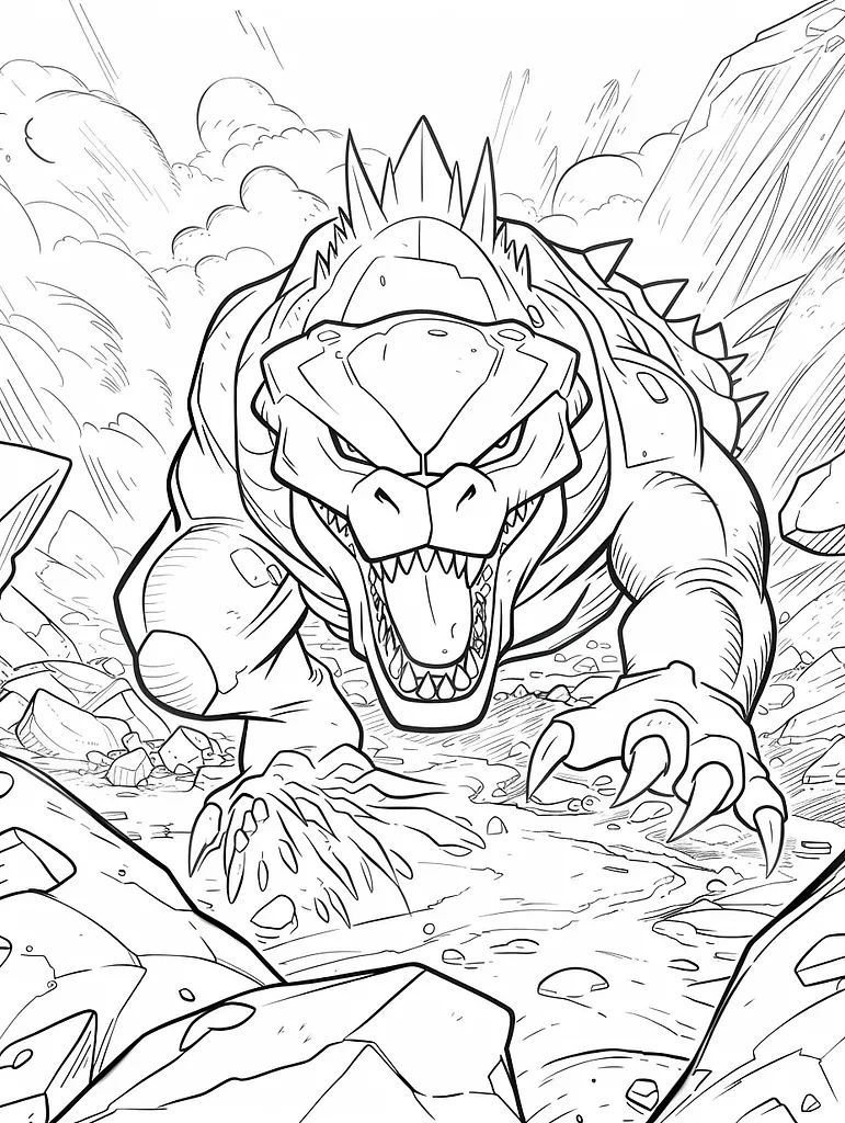 Fierce Tyranitar Coloring Page 4