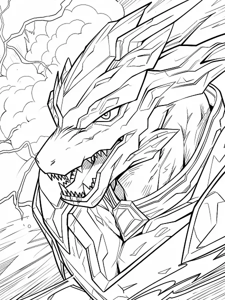 Fierce Zekrom in Stormy Clouds Coloring Page - 1