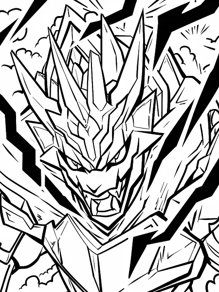 Fierce Zekrom in Stormy Clouds Coloring Page - 2