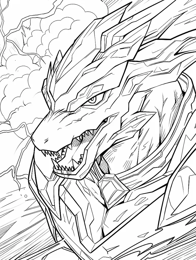 Fierce Zekrom in Stormy Clouds Coloring Page 2