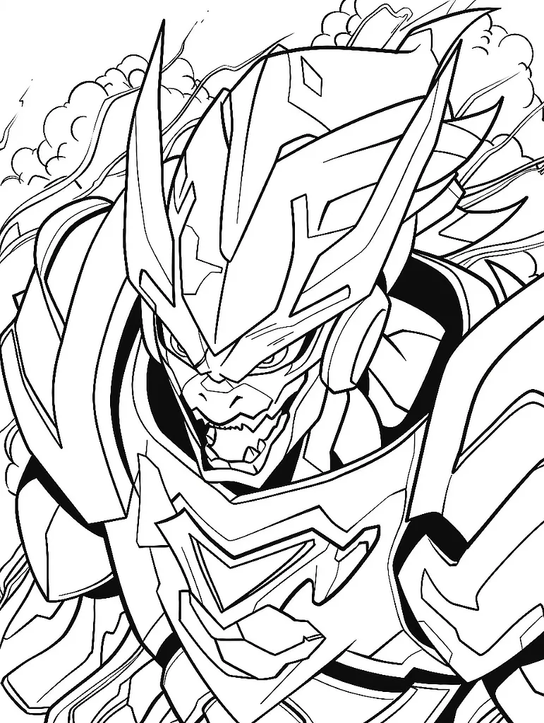 Fierce Zekrom in Stormy Clouds Coloring Page