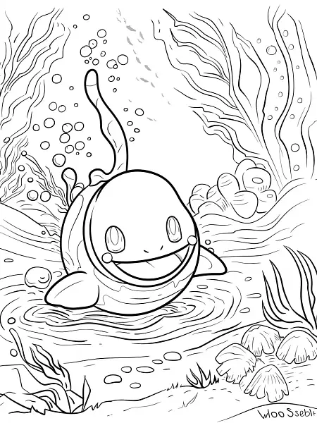 Joyful Wooper Pokemon Underwater Coloring Page - 3