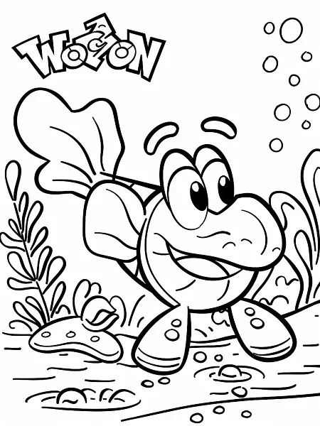 Joyful Wooper Pokemon Underwater Coloring Page - 2