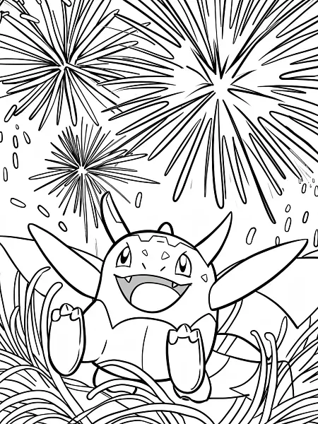 Blacephalon Pokemon with Fireworks Background - 3