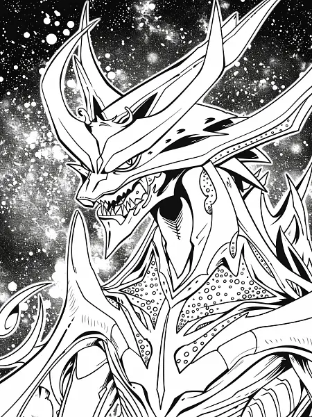 Necrozma Pokemon in a Galaxy Background Coloring Page - 3