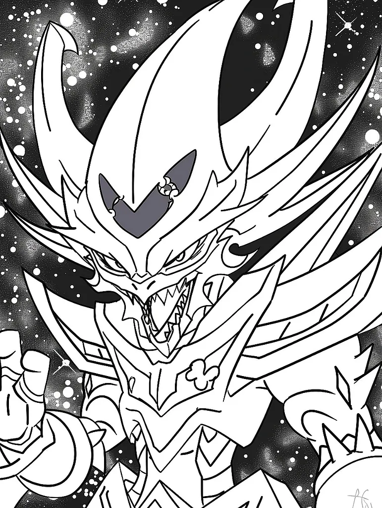 Necrozma Pokemon in a Galaxy Background Coloring Page 2