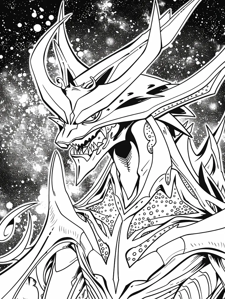 Necrozma Pokemon in a Galaxy Background Coloring Page 4