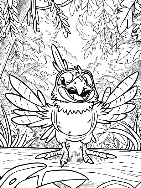 Happy Terapagos Pokemon in Forest Coloring Page - 2