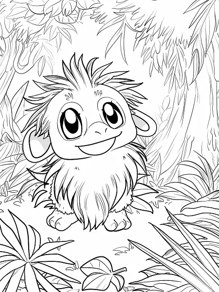 Happy Terapagos Pokemon in Forest Coloring Page - 1