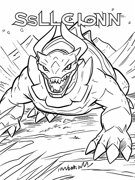 Fierce Salamence Pokemon Coloring Page - 1