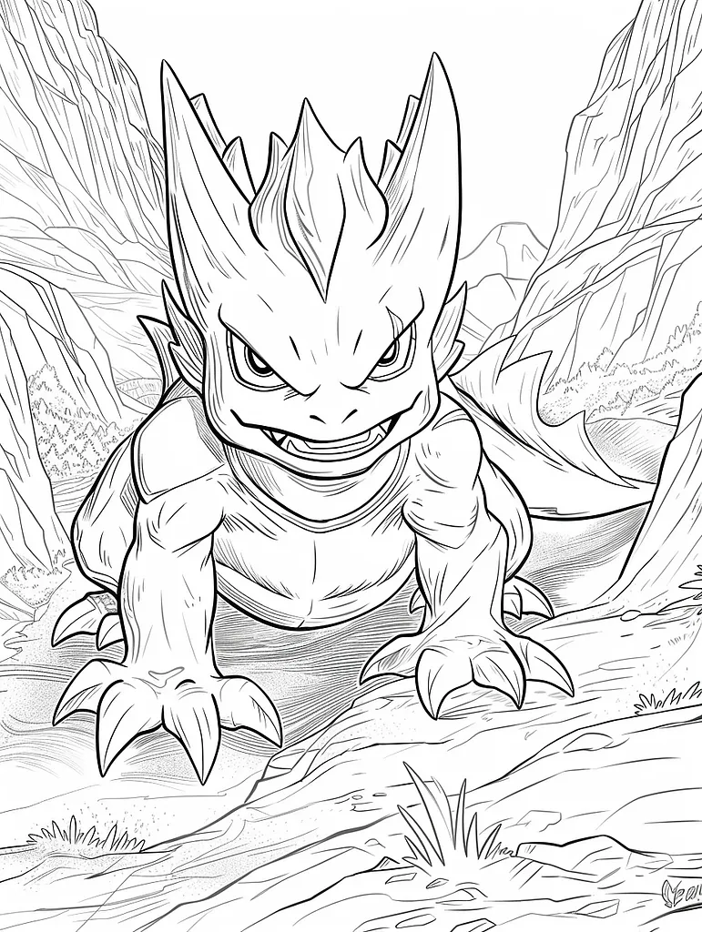 Fierce Salamence Pokemon Coloring Page 4