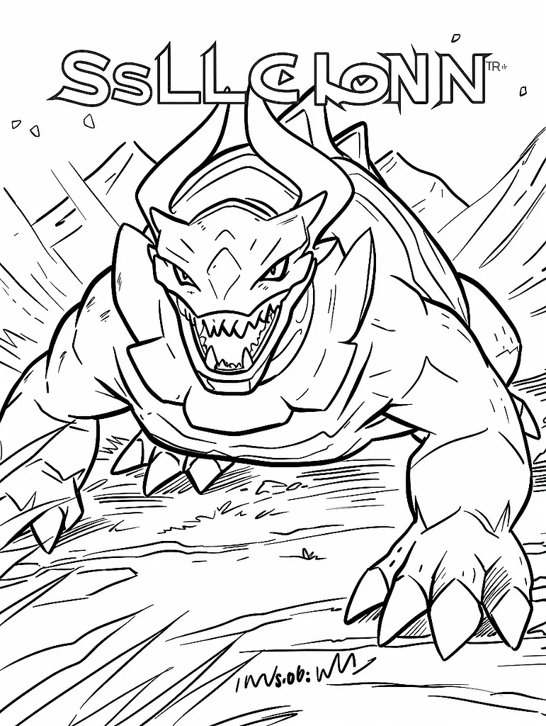 Fierce Salamence Pokemon Coloring Page 2