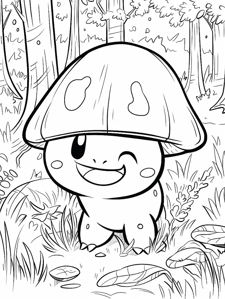 Mudkip Pokemon Coloring Page - Happy Expression in Forest 2