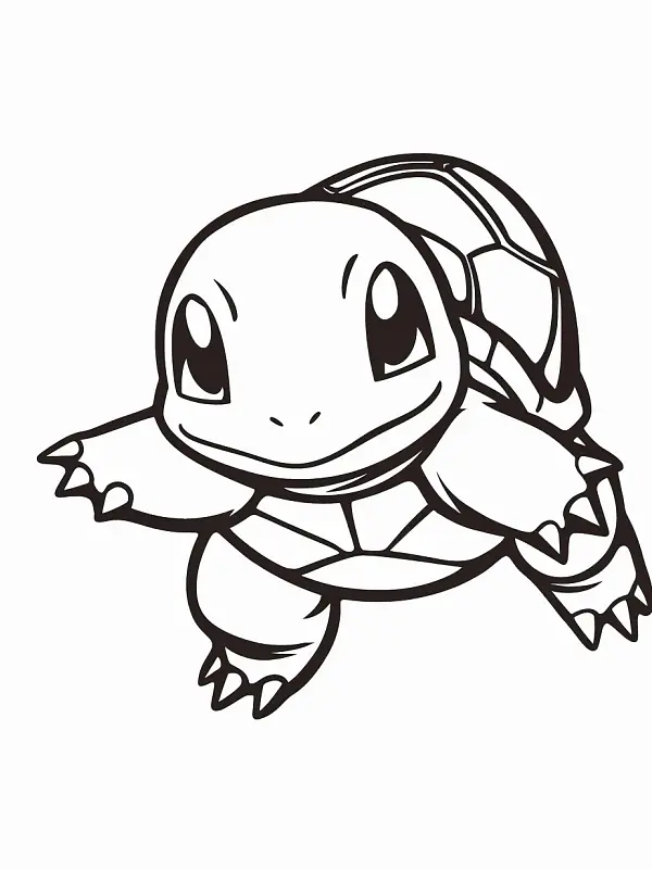 Squirtle black and white line art - 1