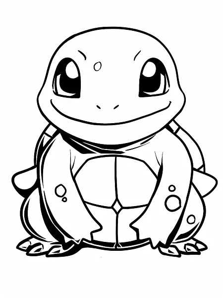 Squirtle black and white line art - 0