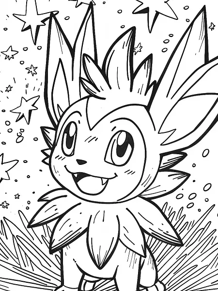 Volbeat Pokemon Coloring Page with Starry Night Background - 1